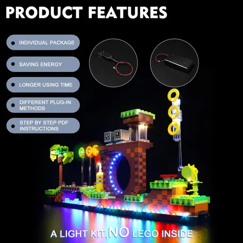 Vista 4 de Kit de iluminación LED BrickBling para Lego Sonic Green Hill Zone (SIN Modelo), Compatible con el set de juego 21331, juego de luces creativas DIY