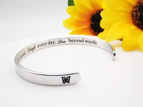 Vista 221 de Pulseras inspiradoras para mujer, joyería de acero inoxidable, con refranes, pulsera motivacional con mensaje oculto, pulseras grabadas para mejor