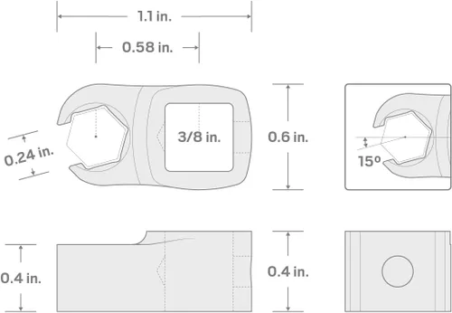 Vista 7 de TEKTON Llave Crowfoot para Tuerca Abocinada de 6 Puntos de 3/8 Pulgadas de Impulso x 8 mm WCF16208 Hecho en EE.UU