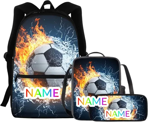 Vista 273 de FOR U DESIGNS Fuego baloncesto impreso niños escuela mochilas viaje mochila libro bolsa