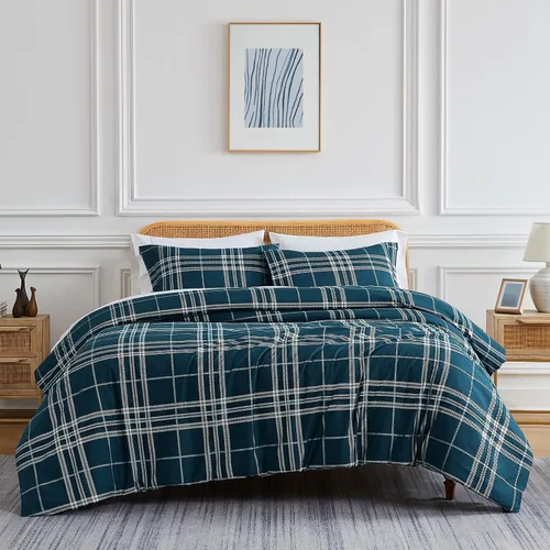 Vista 10 de Southshore Fine Linens - Juego de fundas para edredón de gran tamaño, 3 piezas 22 - Boho Paisley Azul Ceniza