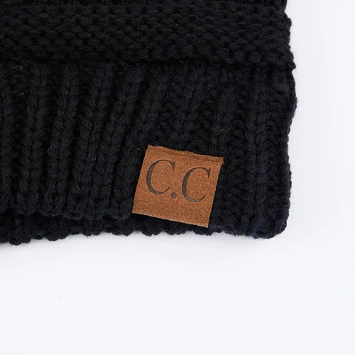 Vista 3 de C.C - Gorro de punto trenzado, elástico, moderno, grueso, suave y cálido