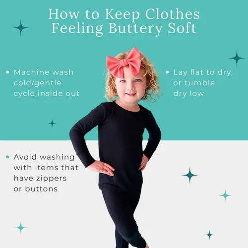 Vista 54 de Posh Peanut Pijamas para niñas, suaves, de viscosa de bambú para niños, pijamas a juego de manga larga para niñas