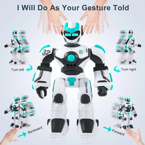Vista 3 de HPROMOT Robot de juguete RC para niños, robot de control remoto, sensor de gestos inteligente, recargable y programable, robot para caminar, bailar