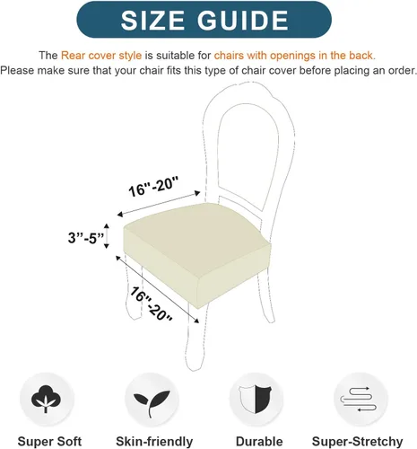 Vista 4 de Genina Fundas de asiento impermeables para sillas de comedor (2 unidades, con abertura trasera, beige)