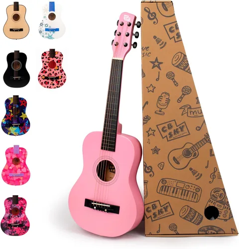 Vista 7 de Guitarra acústica de cuerdas de metal de 30 pulgadas, regalo para niñas, juguetes musicales para niños, instrumento musical (negro-2)