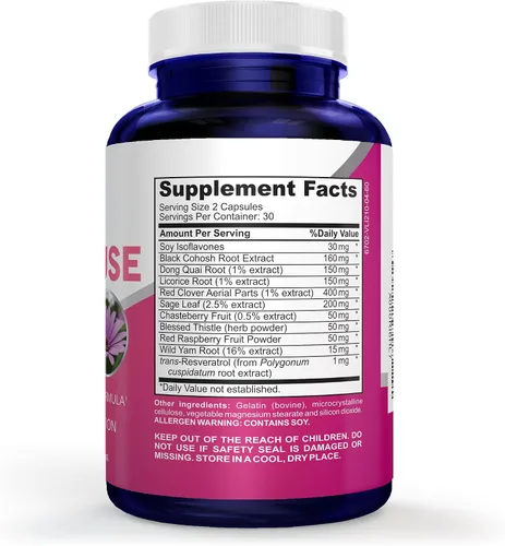 Vista 2 de Complejo de la menopausia: Cohosh negro e ingredientes herbales - 60 Cápsulas