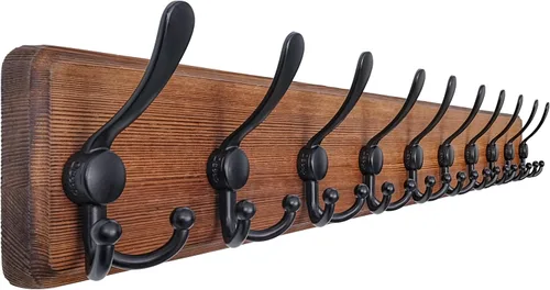 Vista 38 de Dseap Perchero de Pared Montado - 5 Ganchos Triangulares, Resistente, Perchero de Pared de Madera para Abriggos, Sombreros, Chaquetas, Ropa, Negro