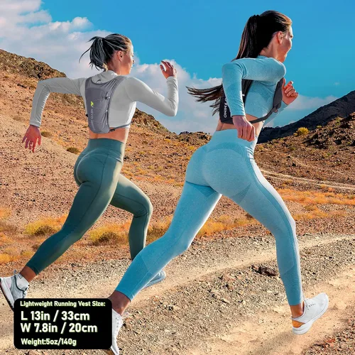 Vista 3 de Chaleco de hidratación para correr para mujeres y hombres, chaleco de agua mochila de 5 litros, mochila ligera de hidratación para senderismo