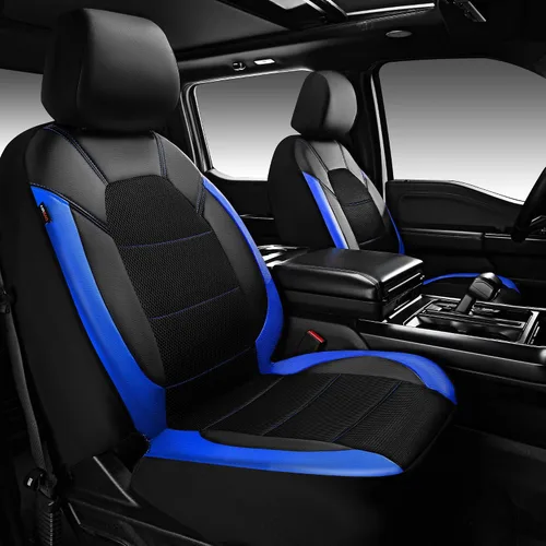 Vista 21 de CAR PASS Fundas de cuero para asientos delanteros solamente, con fundas de asiento delantero de malla de aire, transpirables, fundas de asiento