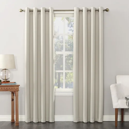 Vista 30 de Sun Zero Soho - Juego de 2 paneles de cortinas opacas de eficiencia energética con ojales, 54 x 63 pulgadas, color blanco paloma Oyster White