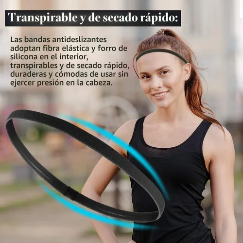 Vista 6 de Sumind 4 Pieces Thick Non-Slip Elastic Sport Headbands, Elastic Silicone Grip Exercise Hair and Sweatbands for Yoga