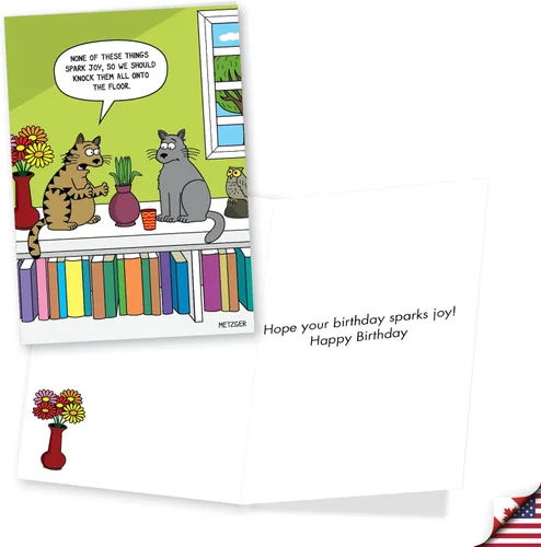 Vista 4 de NobleWorks Surtido de 3 tarjetas de felicitación de cumpleaños con sobres (3 diseños, 1 cada uno) Cat Laughs VC2805BDG-C1x3