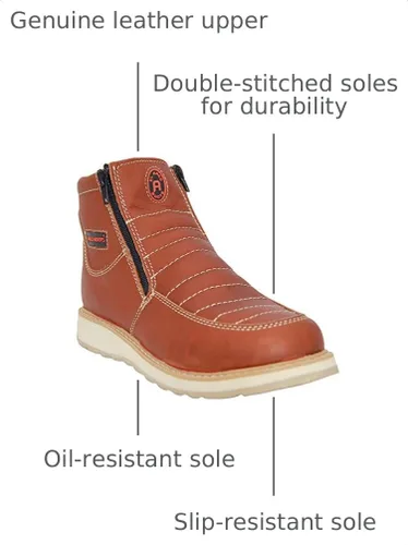 Vista 3 de The Western Shops - Botas de trabajo de cuero con doble cremallera para hombre Habana