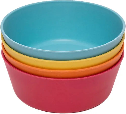 Vista 12 de WeeSprout Cuencos de bambú para niños con tapas, juego de cuatro cuencos de tamaño para niños 10 oz, para cereales, sobras y bocadillos, aptos
