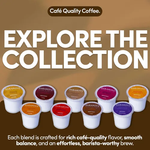 Vista 8 de Sarasota K-Cup Cápsulas de café Café con sabor a tostado medio Brownie de nuez y canela Una porción para cafeteras Keurig Gourmet, bajo