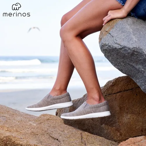 Vista 5 de Merinos Zapatos deportivos de moda para mujer, zapatos casuales sin cordones, hechos con lana australiana, zapatos de tenis ligeros y duraderos