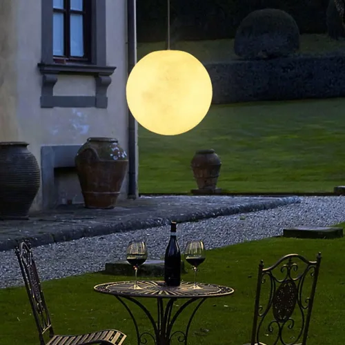 Vista 3 de Lámpara colgante de techo de luna, planeta creativo, luna, nórdico, lámpara colgante moderna de resina impermeable para exteriores, porche, jardín