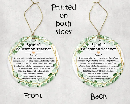 Vista 3 de HTDesigns Adorno de definición de profesor de educación especial, regalo para agradecimiento, regalo de Navidad impreso en ambos lados