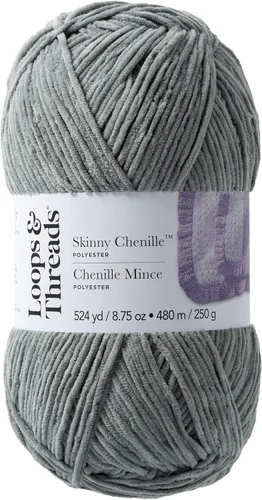 Vista 11 de Loops & Threads Hilo fino de chenilla - Hilo para tejer, ganchillo, tejer y manualidades - Azul, poliéster, 8.75 oz Azul Pájaro