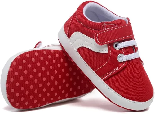 Vista 2 de Tenis de lona para bebés niños y niñas, suela suave, antideslizantes, ligeros, para recién nacidos, para primeros pasos, para cuna de 0 a 18 meses