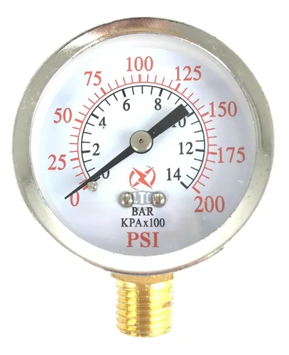 Vista 20 de Medidor de presión de aire de 1-1/2" con montaje inferior en el lado, rosca NPT de 1/8", esfera de 1-1/2" - 0 a 160 PSI