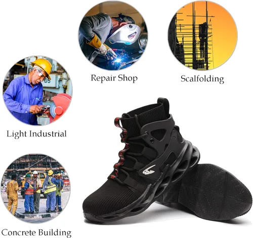 Vista 6 de ORISTACO Botas de seguridad para el trabajo botas de construcción industrial ligeras y transpirables