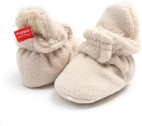 Vista 8 de Ohwawadi - Calcetines de forro polar para bebé o niña, suaves y calientes, botas o zapatos para bebés recién nacidos, con estilos de dibujos
