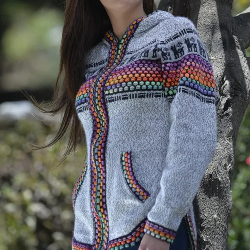 Vista 5 de Gamboa Cárdigan para mujer, suéteres para mujer, suéter de alpaca, suéter de punto, suéter para mujer, chaqueta para mujer