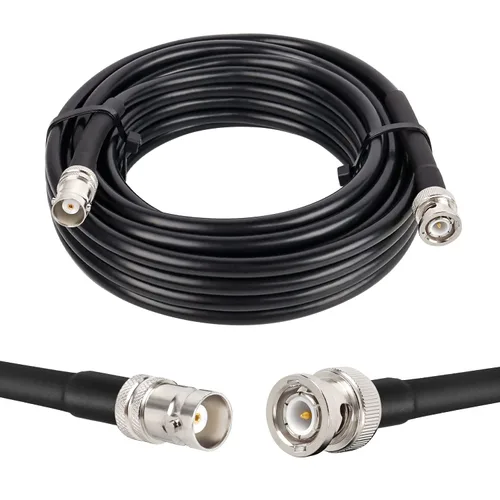 Vista 12 de MOOKEERF Cable coaxial BNC macho a BNC hembra de 50 ohmios RG8X coaxial de pérdida ultra baja para antena, radio RF, módem, osciloscopio, espectro