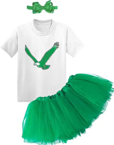 Vista 5 de Eagle - Conjunto de body deportivo para bebé + falda tutú + diadema con lazo Body negro/tutú verde