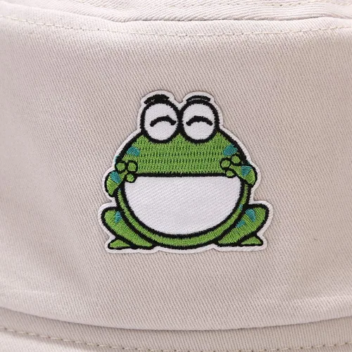 Vista 2 de Unisex bordado rana cubo sombrero lindo moda pescador gorra (blanco), Blanco