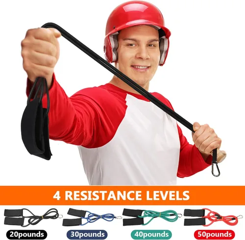 Vista 2 de Skylety 4 bandas de resistencia de béisbol para jóvenes y adultos, bandas de béisbol para entrenamiento de softbol, entrenamiento de lanzador, 4