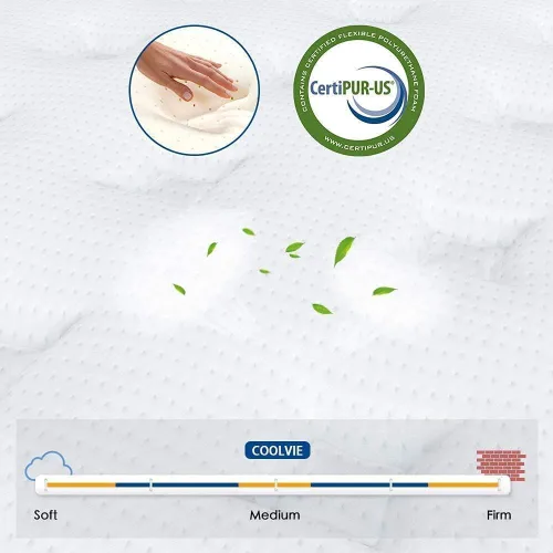 Vista 3 de Coolvie Colchón Twin de 10 pulgadas, Colchón híbrido con espuma viscoelástica de gel para un sueño nocturno fresco y alivio de presión, bolsillos