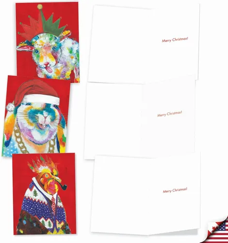Vista 4 de The Best Card Company Paquete variado de 10 tarjetas de felicitación de Navidad con sobres, surtido navideño de humor para hombres y mujeres