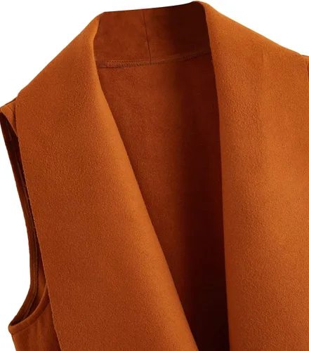 Vista 4 de SheIn Chaleco casual sin mangas con solapa frontal abierta para mujer