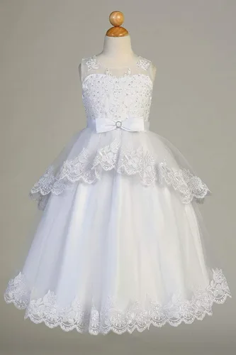 Vista 4 de SWEA Pea Lilli Vestidos de Primera Comunión para Niñas de 7 a 16 en longitud de té blanco