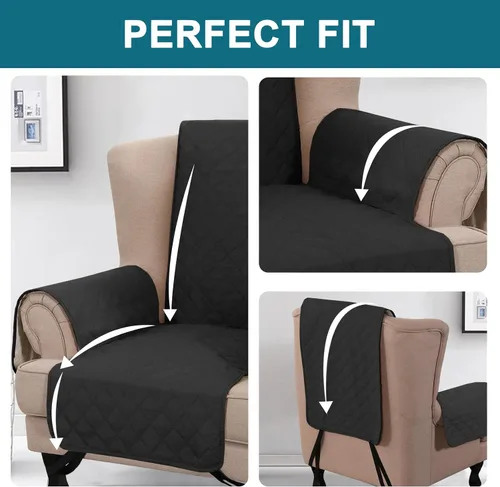Vista 5 de Turquoize Funda 100 % impermeable para sillón de ala, protector de sofá, triple antideslizante, protector de muebles para mascotas, niños, perros