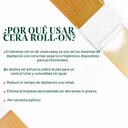 Vista 3 de Clean + Easy Cera original Roll On – Cartucho de recarga de cera suave grande para depilación suave en piernas, brazos y cuerpo, paquete de 3