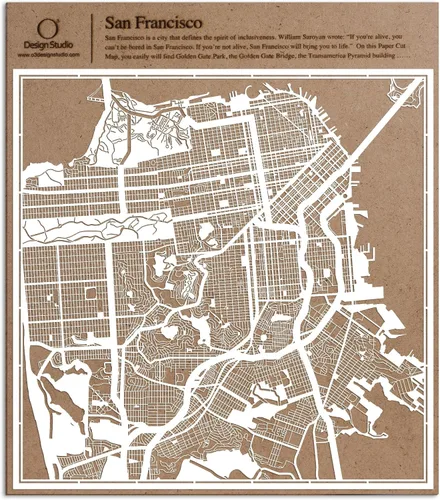 Vista 149 de O3 Design Studio Aberdeen - Mapa de papel cortado en papel blanco de 12 x 12 pulgadas