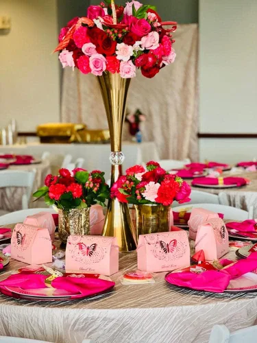 Vista 3 de YOUR CHAIR COVERS - Mantel redondo de 90 pulgadas con arrugas color rubor de tafetán – Elegante mantel brillante para bodas, fiestas y eventos