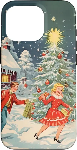 Vista 20 de iPhone 16 Vintage 1950s Nostalgia Christmas Snowflakes Christmas Tree Case
