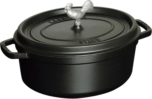 Vista 4 de Staub Hierro fundido Coq au Vin Cocotte de 5.75 cuartos de galón - Albahaca, Hecho en Francia