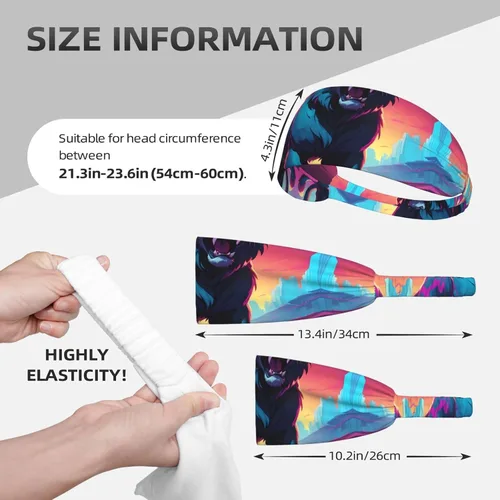 Vista 5 de Soft and Absorbent Headband for Red Basketball Workout - Ideal Hair Accessory for Yoga, Running, and More! Synthwave Sabertooth