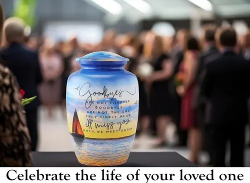 Vista 2 de Urna de velero para cenizas humanas – Urnas de cremación para hombres y mujeres – Urna funeral y conmemorativa para adultos – Homenaje a vela