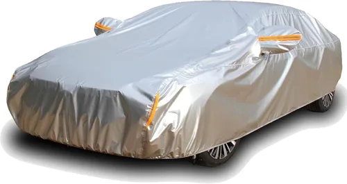 Vista 12 de Tecoom Funda resistente de múltiples capas para automóvil, para todo tipo de clima, impermeable, resistente al viento, reflectante, nieve, sol