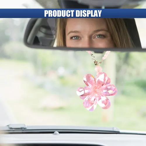 Vista 5 de Colgante de flor de cristal para automóvil, adorno colgante de decoración para espejo retrovisor del automóvil, accesorios interiores del auto