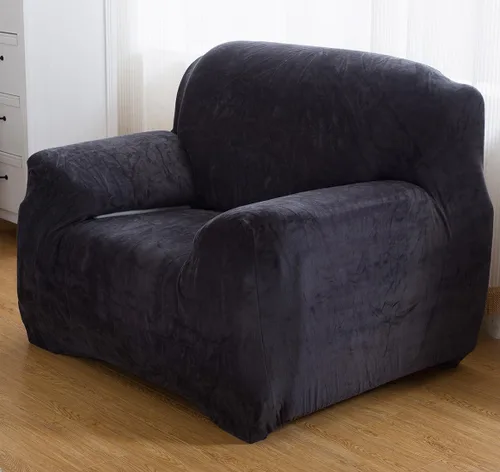 Vista 14 de vctops Funda elástica para sofá de 4 plazas de terciopelo de felpa, 1 pieza, con parte inferior elástica, protector de muebles suave y esponjoso