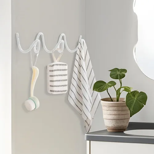 Vista 5 de Perchero de Pared con Montaje en Pared, Ganchos de Pared Creativos con Capacidad de 20KG, Fácil Instalación, Ganchos Multiusos para Abrigo, Negro