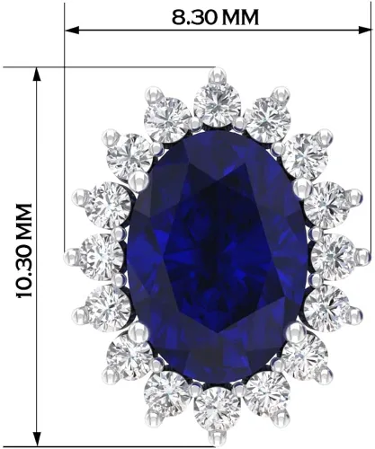 Vista 10 de Princess Diana Inspired Lab Created Blue Sapphire Earrings, Created Blue Sapphire Stud Earrings, Classic Created Blue Sapphire Earrings with